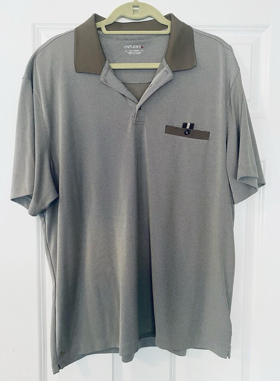 Untuckit Soter Polo Shirt Mens Size 2XL Brown Golf Casual Pocket Short Sleeve